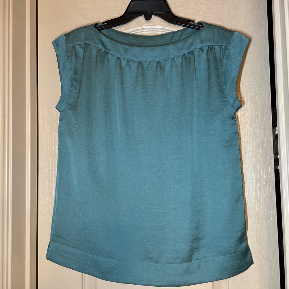 Talbots Teal Silk-Like Blouse 8P